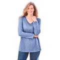 Plus Size Women's Perfect Long-Sleeve V-Neck Tee by Woman Within in French Blue (Size 2X) Shirt