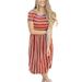 Avamo Women T Shirt Dress Short Sleeve Stripe Dress Summer Casual Swing Pleated Dresses Beach Party Holiday Sundress