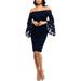 Xscape Womens Petites Lace Off-The-Shoulder Cocktail Dress