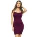 Lady's Solid Seamless Long Strapless Cami Top or Dress Purple