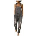 Spftem Women's Washed Denim Bib Jeans Overalls Casual Ripped Denim Jumpsuits Rompers