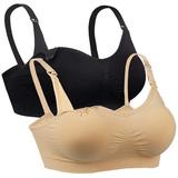 Ilovesia Womens Seamless Sleep Nursing Bra For Breastfeeding Clip Down Maternity Bras Pack Of 2 S