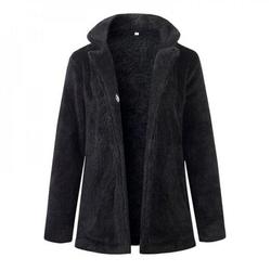 Women Coat Autumn Winter Fashion Pocket Lapels Coat Plush Jacket Female Warm Windbreaker