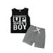 Calsunbaby Little Boys Vest and Shorts Suit Mama's Boy Printed Sleeveless Tops and Stripe Shorts Outfits Set