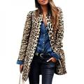 EleaEleanor Women Fall Jacket Women Fashion Leopard Printed Sexy Winter Warm Wide Female Jackets Wind Cardigan Long Coat