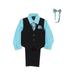 Lito Baby Boys Hawaiian Blue Shirt Zipper Tie Bow Tie Vest Pant Set