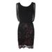 Calvin Klein Womens Black Aubergine Sleeveless Chiffon Embroidered Blouson Sheath Dress 2