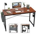 Beyamis Computer Desk 47 inch Home Office Writing Study Desk, Modern Simple Style Laptop Table with Storage Bag,Teak