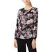 Nine West Womens Floral Print Bishop Sleeves Blouse