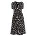 Sexy Dance Women Floral V-Neck Maxi Dress Ladies Summer Wrap Waist Lace Up Casual Ruffle Sun Dress Black XXL(US 18-20)