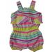 Carters Infant Girls Neon Pink Yellow Blue Stripe Romper Outfit Baby Bodysuit