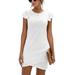 Avamo Party Dress for Womens Elegant Ruffle Sleeve Wrap Dress Round Neck Ruched Tunic Dress Summer Mini Dress