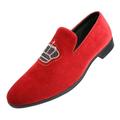 Amali Mens Velvet Crown Smoking Slip On Driving Loafer Red Size 9