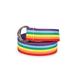 Women's Double Ring D - Type Buckle Rainbow Strip Webbing Casual Wild Super Long Decorative Canvas Belt Unisex Plain Webbing Belt Waistband Circle Casual Canvas Belt