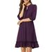 Allegra K Women's Ruffle Hem 3/4 Sleeve A-Line Smocked Short Dress