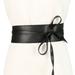 One Opening Women Girl Leather Self Tie Bow Wrap Around Wide Waist Band Belt