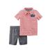 Carters Infant & Toddler Boys Red Stripe Monster Baby Outfit Shirt & Shorts