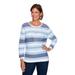 Alfred Dunner Womens Plus-Size Texture Bold Strip Ejewel Neckline Sweater