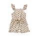 ZIYIXIN Baby Romper Polka Dots Print Square Neck Sleeveless for Girls Green/Apricot/Black/Red