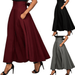 Womens High Waist Pleated Long Skirts Flared Full Maxi Skirt Swing Skirt
