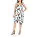 24Seven Comfort Apparel Nicole Green Floral Plus Size Dress