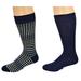 Sierra Socks Men's Casual Cotton Blend Fashion Design Mid Calf Dress Crew Socks, 3 Pairs (One Size: Fits US Menâ€™s Shoe Size 6-12/ Sock Size, Navy Square/Navy Plain (M5500U))