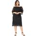 Roaman's Women's Plus Size Off-The-Shoulder Lace Dress With Bell Sleeves