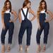 Pudcoco Women Jumpsuit Romper Casual Braces Denim Jeans Bodycon Lapel Playsuit