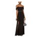 ADRIANNA PAPELL Womens Black Embellished Slitted Solid Off Shoulder Full-Length Fit + Flare Evening Dress Size 4