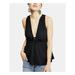 FREE PEOPLE Womens Black Tie Front Sleeveless V Neck Baby Doll Top Size S