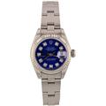 Pre-Owned Ladies Stainless Steel Datejust Blue Diamond, 18kt White Gold Diamond Bezel, Stainless Steel Oyster Band, 26mm