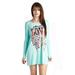 Mint Green Metallic Leopard Love Long Sleeve Shirt Dress Tunic U.S.A