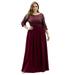 Ever-Pretty V-Neck Empire Waist Maxi Formal Dresses Dress with Sleeves 06832 Burgundy US18