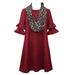 Bonnie Jean Burgundy Double Ruffle Sleeve Hacci Knit Dress Little Girls