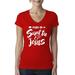 Raised on Sweet Tea and Jesus Humor Southern Womens Inspirational/Christian Slim Fit Junior V-Neck Tee, Red, Large