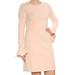 CALVIN KLEIN Womens Pink Long Sleeve Jewel Neck Knee Length Shift Knee Length Cocktail Dress Size 4