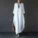 Women Boho Dress Casual Irregular Maxi Dresses Layer Vintage Loose Long Sleeve Linen Dress with Pockets