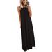 New Women's Hanging Neck Sling Big Swing Dress Solid Color Sexy Dress
