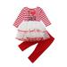 Christmas Kids Baby Girl Tops Lace Tutu Dress Leggings Pants Outfits Set Clothes