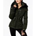 XOXO Juniors' Faux-Fur-Trim Hooded Puffer Coat Olive Size Extra Large