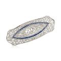 Ross-Simons C. 1940 Vintage Pre-Owned 2.90 ct. t.w. Diamond and .50 ct. t.w. Synthetic Sapphire Pin in Platinum