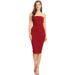 MOA COLLECTION Women's Casual Solid Comfy Sexy Strapless Midi Bodycon Tube Dress/Made in USA