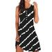 Besufy Ladies Dress Sleeveless Soft Simple Women's Twill Print Button Placket Dress