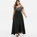 Women Plus Size Cold Shoulder Floral Lace Maxi Party Evening Camis Long Dress