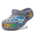 Girls Boys Clogs Shoes Cartoon Slides Sandals Little Kids Slip-on Garden shoes Lightweight Beach Pool Shower Slippers, Gray 35