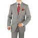 DTI GV Executive Men's 2 Button Italian Wool Suit Set Faint Herringbone 2 Piece Light Gray