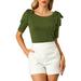 Women's 3/4 Elbow Sleeve Tee Shirt Maxi Bow Blouse Stretch Knit Top