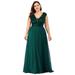 Ever-Pretty Women's A-Line Sequins Patchwork Long Plus Size Evening Gowns 09832 Green US14