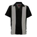 Men's Two Tone Bowling Casual Dress Shirt (Light Gray / Black,M)