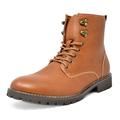 Bruno Marc Mens Classic Ankle Boots Lace Up Motorcycle Combat Boots Oxford Leather Outdoor Ankle Boots Shoes For Men STONE-01 BROWN Size 9